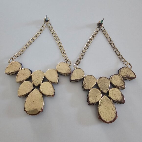 Jewelry Set: 4 Pairs of Blue Earrings and 1 Pair of Blue Flower Hair Clips - Picture 3 of 5